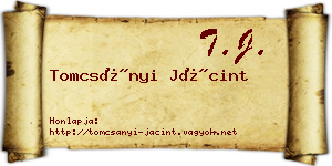 Tomcsányi Jácint névjegykártya